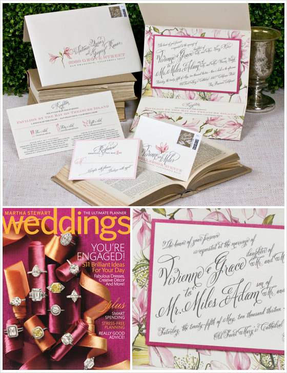 Belluccia font on Envelopments invitation in Martha Stewart Wedding Winter