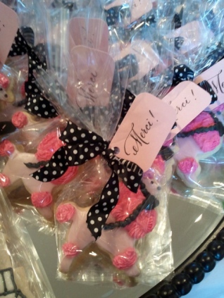 Eiffel Tower cookie favors French themed baby shower pink and black shower 